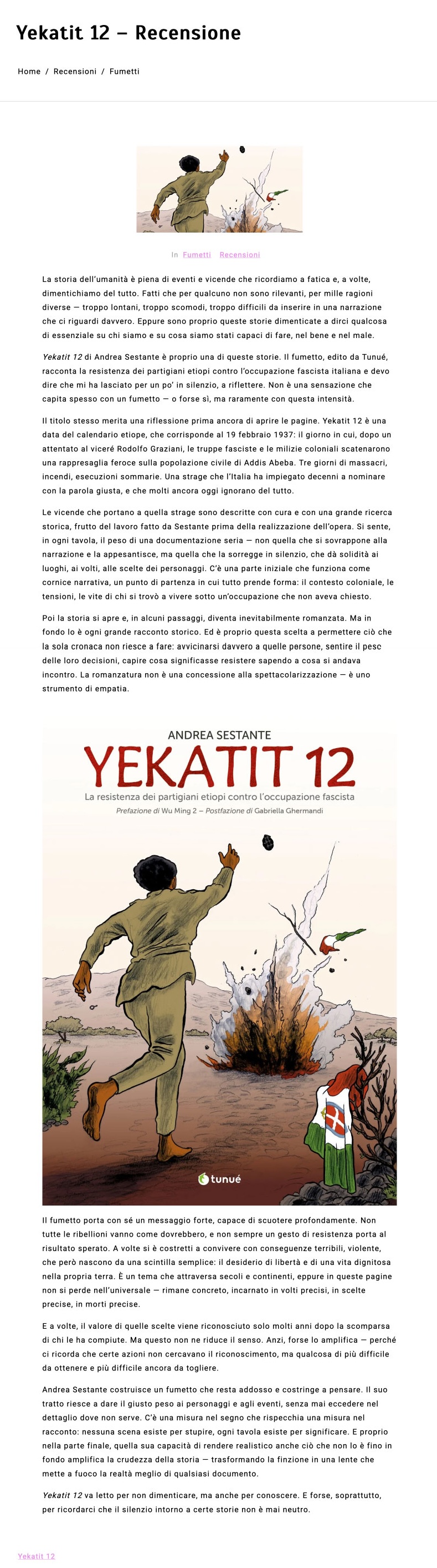 Screenshot della recensione di Yekatit 12 pubblicata da Havoc Point