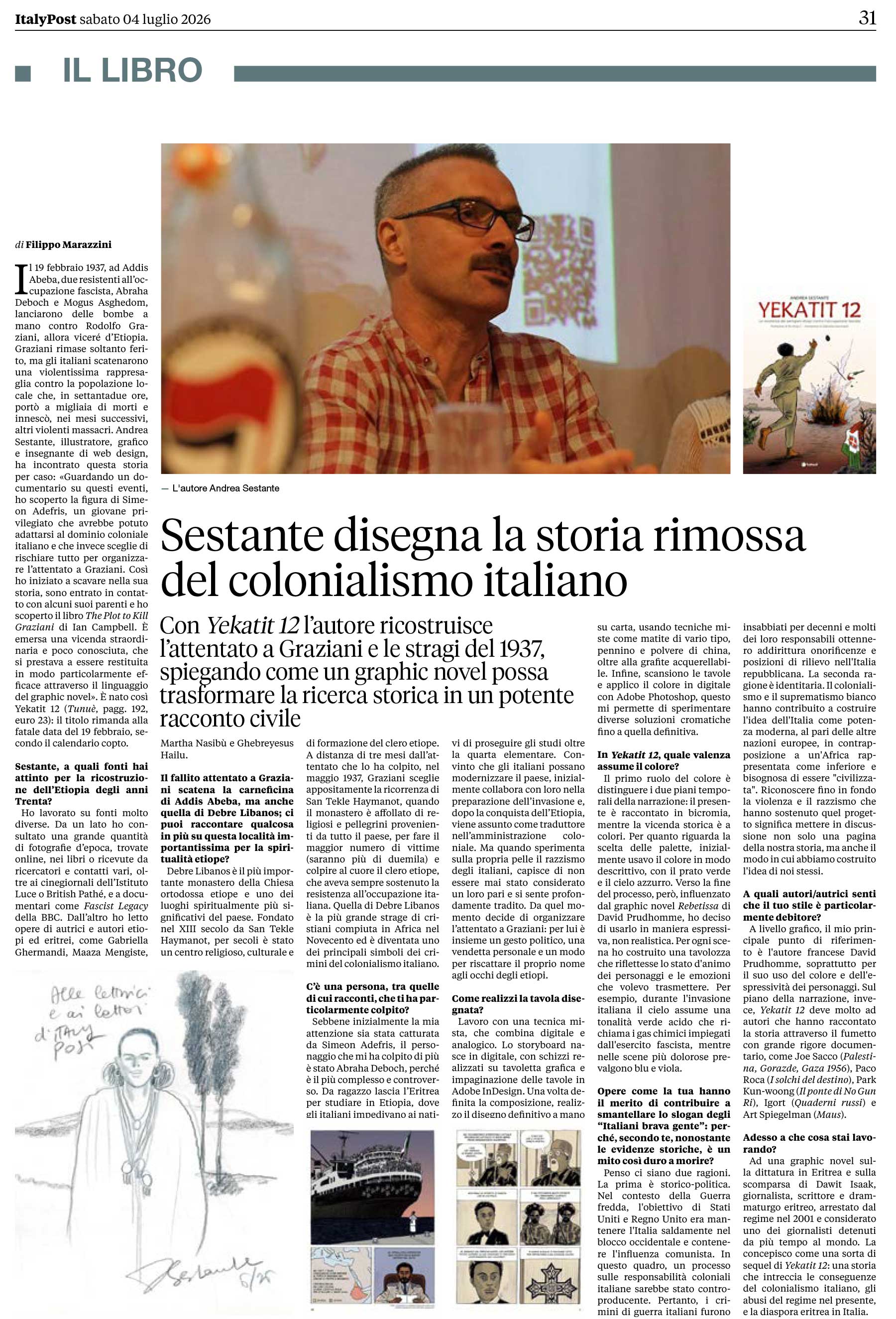 Screenshot della recensione di Yekatit 12 pubblicata da Italy Post
